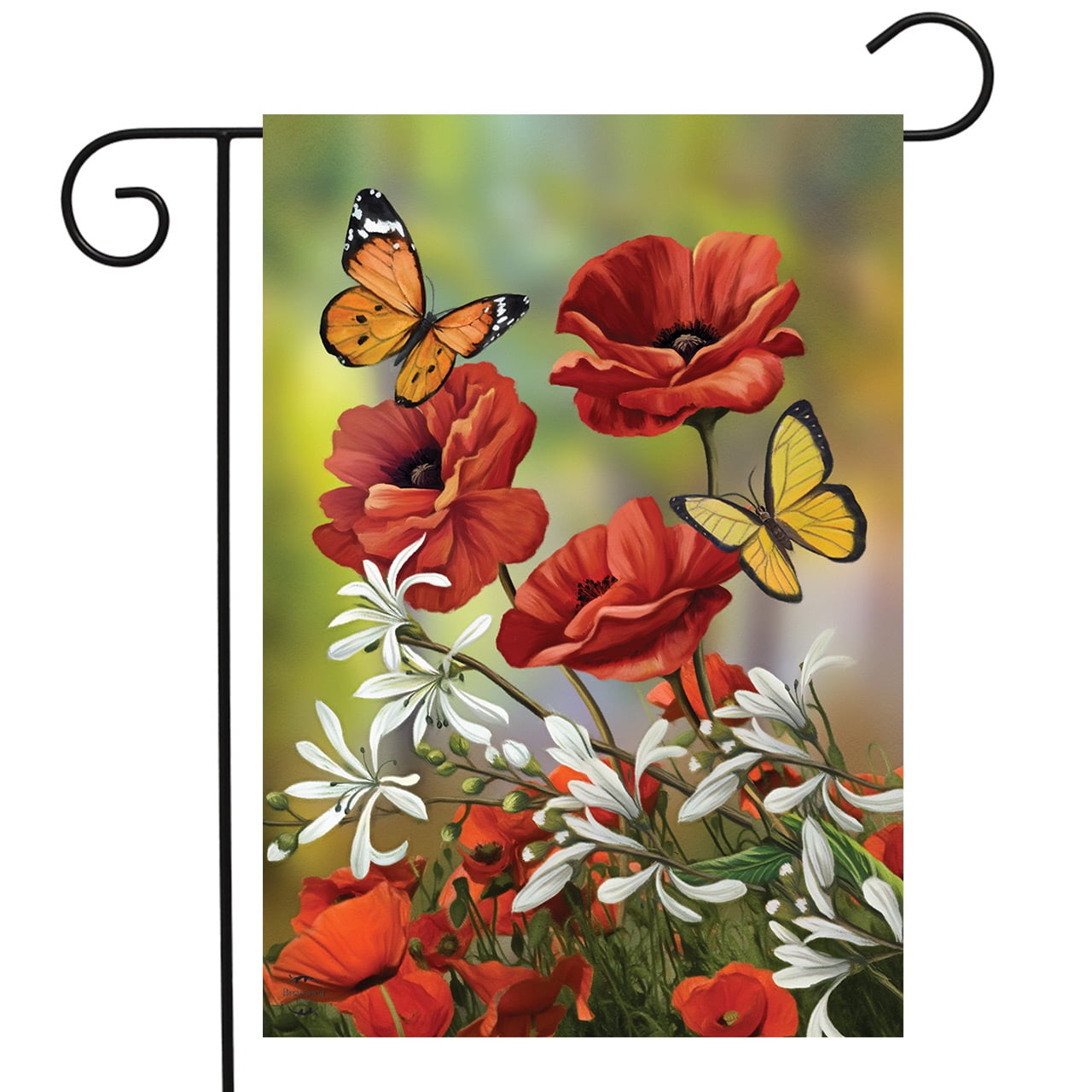 Butterflies and Poppies Spring Garden Flag Floral 12.5" x 18" Briarwood Lane