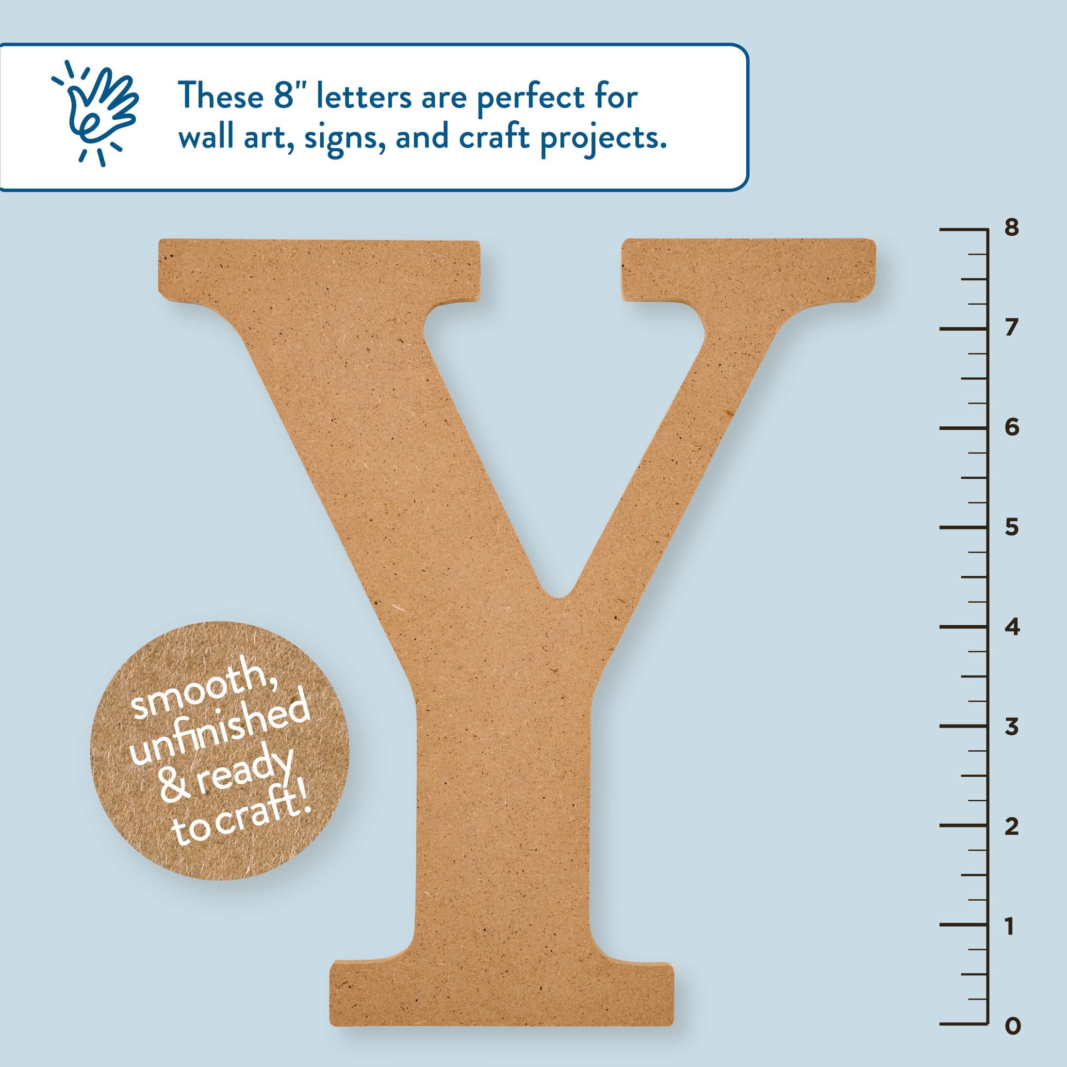 Plaid Unfinished Wood MDF 8" Letter for DIY Arts and Crafts, Y