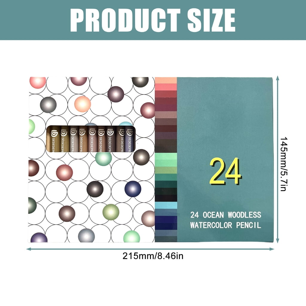 24Pcs Woodless Watercolor Pencil for Artist Coloring Painting Journaling 24 Color Water-Soluble Coloring Pencil