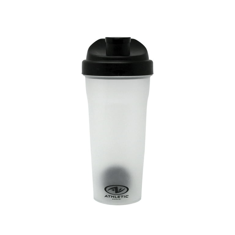 Athletic Works Shaker Bottle W/Mixing Ball Protein 24 Fluid Oz Frost/Black  NEW