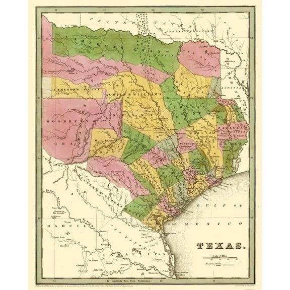 Historic State Map - Texas North East - Goodrich 1841 - 23 x 28.53 - Vintage Wall Art