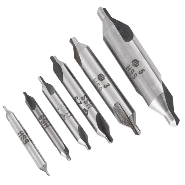 Lathe Mill Tool Set Thread Tap Tool, Hss Center Drill Bits, Durable Centering Drills Set, For Woodworking 1/1.5/2/2.5/3/5Mm 6Pcs For Drilling