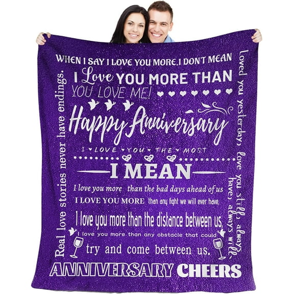 Wedding Anniversary Blanket Gifts for Him Her Husband Wife Romantic I Love You Gifts Happy Anniversary Marriage Gifts Decorations Blanket for Couple Girlfriend Boyfriend 50x60