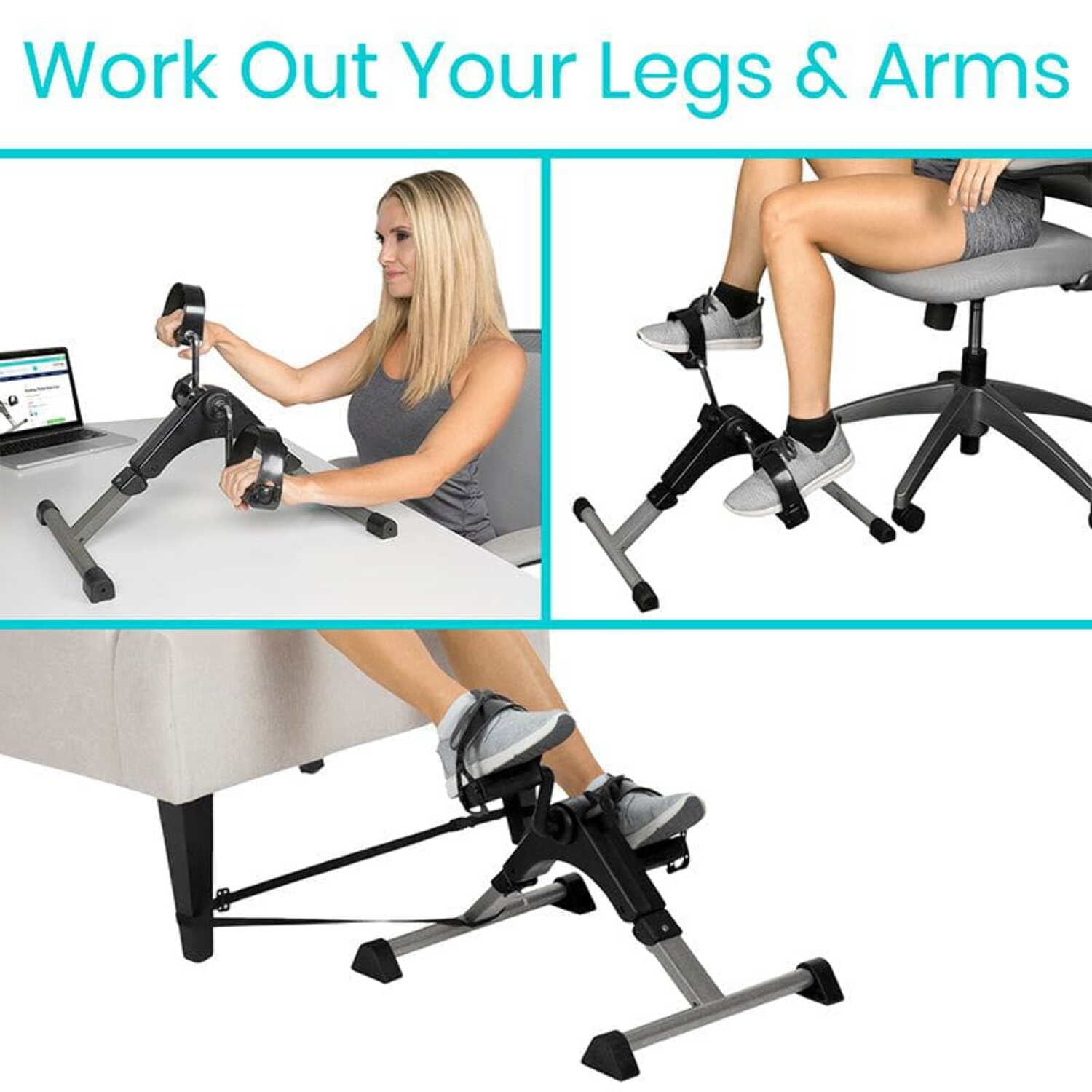 Vive Folding Pedal Exerciser – Mini Under-Desk Exercise Bike, Portable Peddler Machine