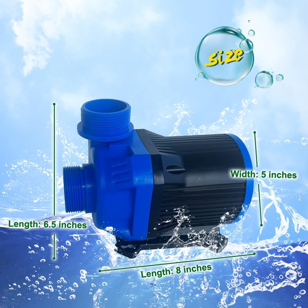 Water Pump with Controller, 6075GPH Submersible and Inline Energy-saving Return Pump for Aquarium, Fishtank, Pond, Fountain, Waterfall, and Else