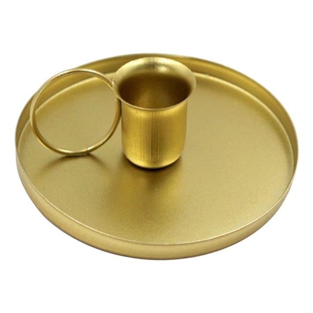1 pieza de portavelas con forma de taza de té, portavelas negro, portavelas de hierro forjado para velas cónicas Oro B