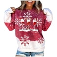thumbnail image 1 of Fridja Mode Femme Col Rond Noël Manches Longues Hauts Blouse Pull Chandail en Molleton, 1 of 5