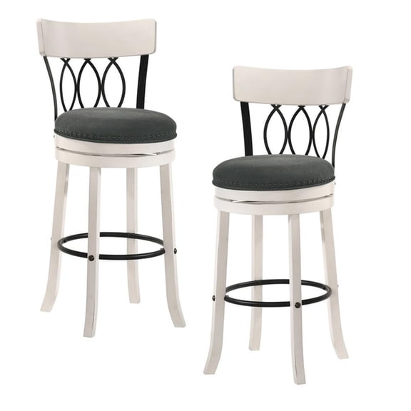 Furniture of America Beka Wood 29-Inch Swivel Bar Stool in Sea White (Set of 2)