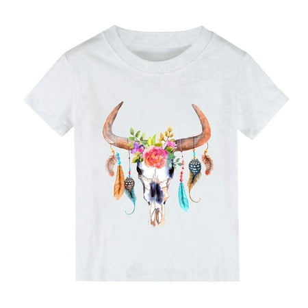 

Long Sleeve Shirt Girls Size 6 Girls Size 14 Boys And Girls Tops Short Sleeved T Shirts Summer Solid Color Bull Head Cartoon Print Print For Boys And Girls