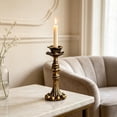 thumbnail image 4 of Vintage Candle Holder, French Style Floral Carved Taper Candlestick with Antique Gold Distressed Finish, Table Centerpiece Candle Holder for Wedding, Dining Table, Mantel, and Home Decor, 4 of 7