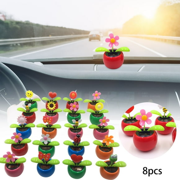 8 Cute Solar Power Flip Flower For Car Decoration Swing Dancing Flower Bobblehead Solar Dancing Flowers In Colorful Pots