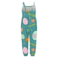 thumbnail image 5 of Gunia Toddler Girls Easter Jumpsuit Outfits Bunny Egg Print Sleeveless Harem Outfit Cute One Piece Overalls Pants 1-6 Years, 5 of 5