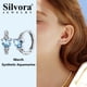 thumbnail image 2 of Pendientes de aro de plata de ley con piedras natales Silvora para mujer. Diamantes creados. Delicada joya de regalo para cumpleaños o Navidad, 2 of 8