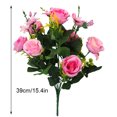 thumbnail image 2 of Bouquet de Roses Artificielles à 10 Branches, Décoration Florale Simulée pour Mariage, Rose Foncé, 2 of 9