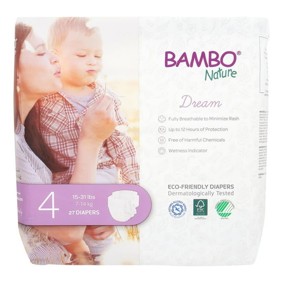 Bambo Nature - Diaper Size 4 - Case of 6-27 CT