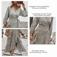thumbnail image 2 of Robe Maxi à Taille Nouée, Robe Maxi à Manches Longues à Volants pour Femmes, Robe Maxi Fluide à Col en V, Design Épuré, 2 of 5