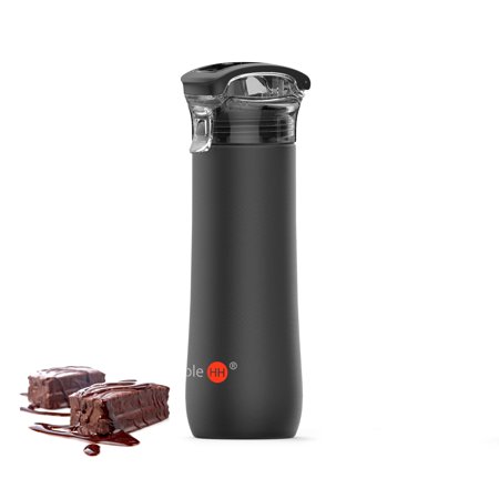 Flip Top Drink SimpleHH Vacuum Insulated Sports Water Bottle | Double Walled Stainless Steel Bottle with Locking Flip Top Lid and Carrying Handle | Leak Proof | Keeps Your Drink Hot & Cold | 23oz | Black ()