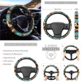thumbnail image 4 of HUIACONG Geometric Cow Print Car Interior Accessory Kit, with Car Seat Belt Pad Car Cup Coasters Steering Wheel Cover Car Cup Holder Coasters, 4 of 8