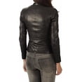 thumbnail image 2 of Celebrity Women's Black Lambskin Leather Jacket Motorcycle Slim Fit Biker W684, 2 of 3