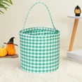 thumbnail image 4 of Halloween Plaid Basket with Tassel, Foldable Cloth Barrel Hand Basket for Candy, Party Decor, Storage, Black Fabric, 4 of 6