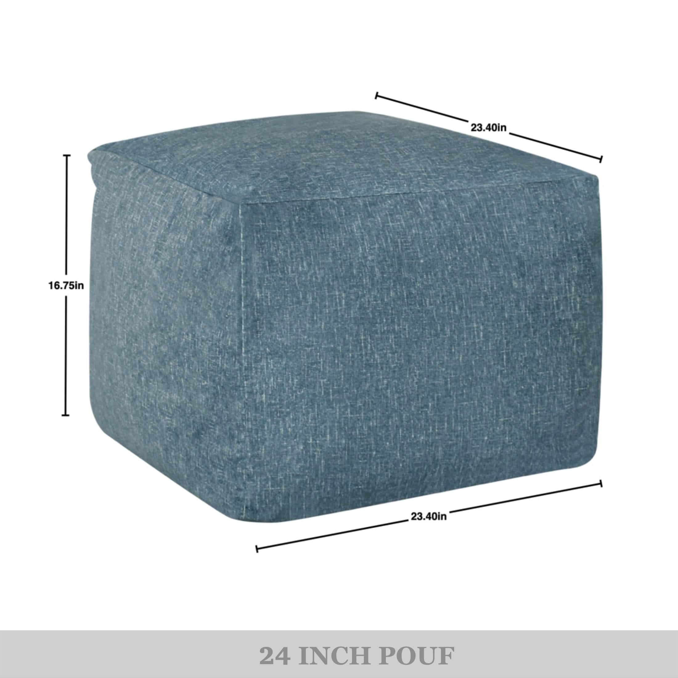 Castle Place 24" Velvet Pouf, Sapphire Blue