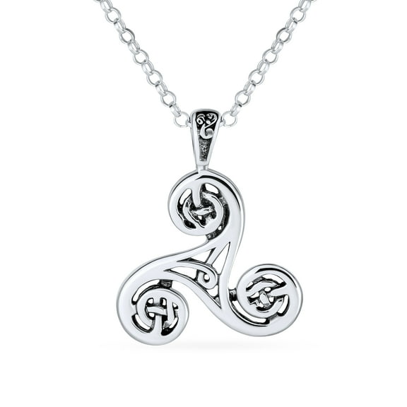 Bling Jewelry Womens Celtic Triquetra Spiral Knot Triskele Pendant Necklace