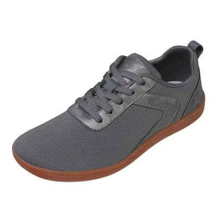 

Povozer Mens Wide Width Barefoot Shoes Unisex Outdoor Running Minimalist Walking Shoes Lightweight Breathable(Gray 8.5)