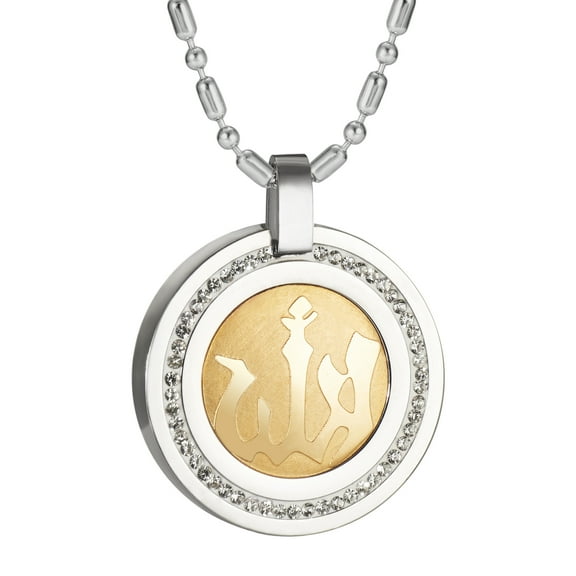 Wollet Stainless Ssteel Necklace Pendant with Inlaid CZ Stone Volcanic Stone for Women