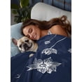 thumbnail image 6 of Full Size Flat Sheet Only, Navy Blue White Floral Soft Brushed Microfiber Bed Sheets, Abstract Art Summer Botanical Hotel Quality Breathable Bedding Top Sheet, Easy Care, 66"x102", 6 of 9