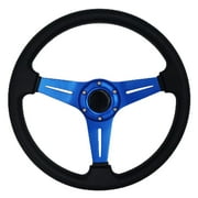 YEHICY 13.8 Racing Steering SE33Wheel Quick Release for Car Sport Drifting Steering Wheel Pu Leather and Aluminum Spokes with Horn Button (Blue)