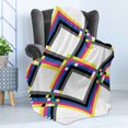 thumbnail image 4 of Psychedelic Soft Flannel Fleece Blanket, Geometric Composition with Colorful Zigzag Chevron Lines Squares Digital Grid, Cozy Plush for Indoor and Outdoor Use, 70" x 90", Multicolor, by Ambesonne, 4 of 5