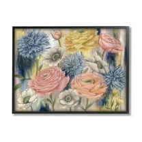Stupell Industries Modern Mixed Flower Blooms Graphic Art Black Framed Art Print Wall Art, Design by Elizabeth Medley