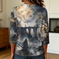 thumbnail image 7 of Womens 3/4 Sleeve Crew Neck Halloween T Shirts Shirts Thanksgiving Autumn Graphic Tee Tops Gray 2XL, 7 of 7