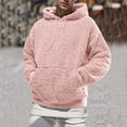 thumbnail image 2 of MIASHUI Men's Fall Winter Plush Lined Hoodie Soft Warm Pullover Long Sleeve Casual Comfortable Sweatshirt Pink,S, 2 of 8