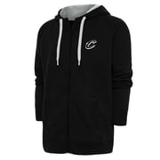 Men's Antigua Black Cleveland Cavaliers Metallic Logo Victory Raglan Full-Zip Hoodie