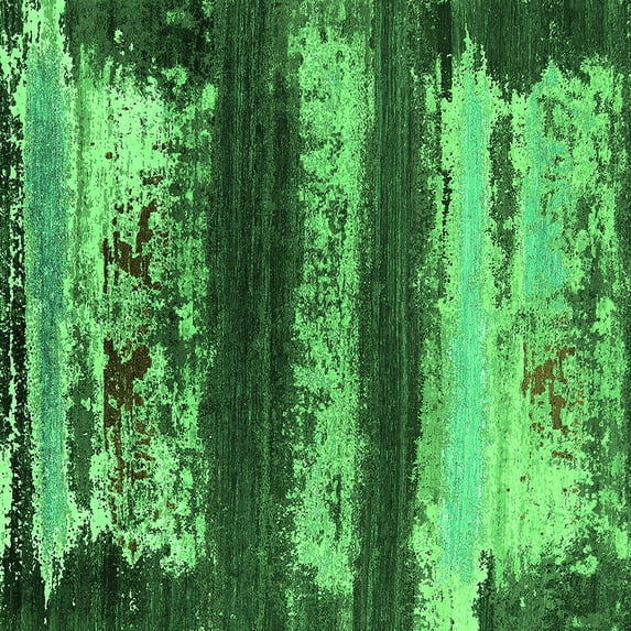 Ahgly Company Indoor Square Oriental Green Industrial Area Rugs, 6' Square