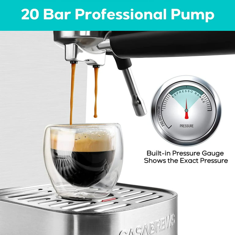Casabrews Compact Espresso Coffee Machine with Milk Frother Wand, Black &  Silver, 1 Piece - Foods Co.