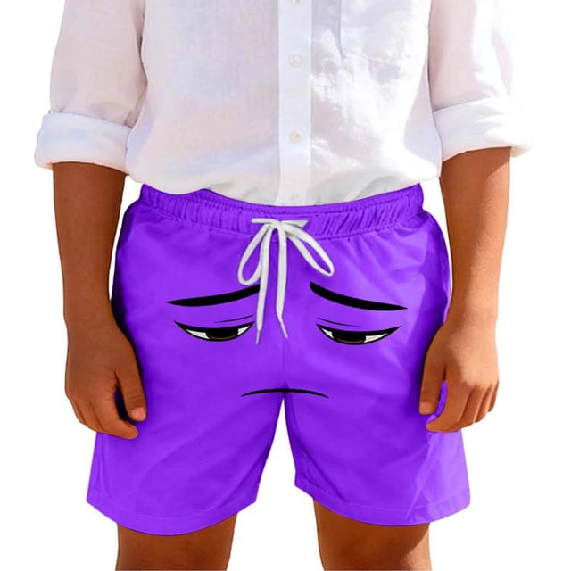 Swim Trunks for Boys Toddler Solid Color Print Breathable Pocket Shorts 1Pc