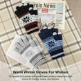thumbnail image 5 of 3 Pairs Touch Screen Gloves with Snow Flower Pattern, Warm Knit Winter Gloves Christmas Gifts Stocking Stuffers for Women, 5 of 6