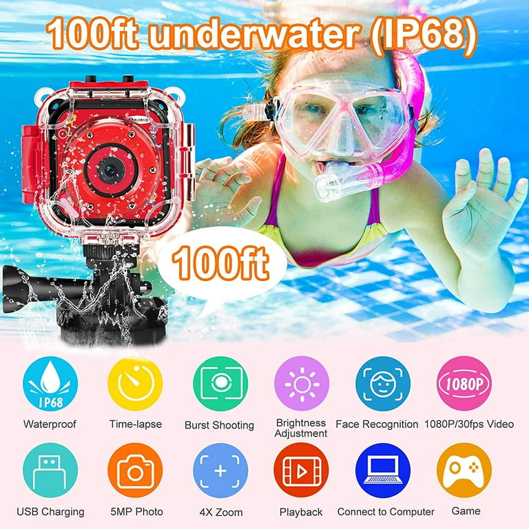 PROGRACE Children Kids Camera Waterproof Digital Video Camera
