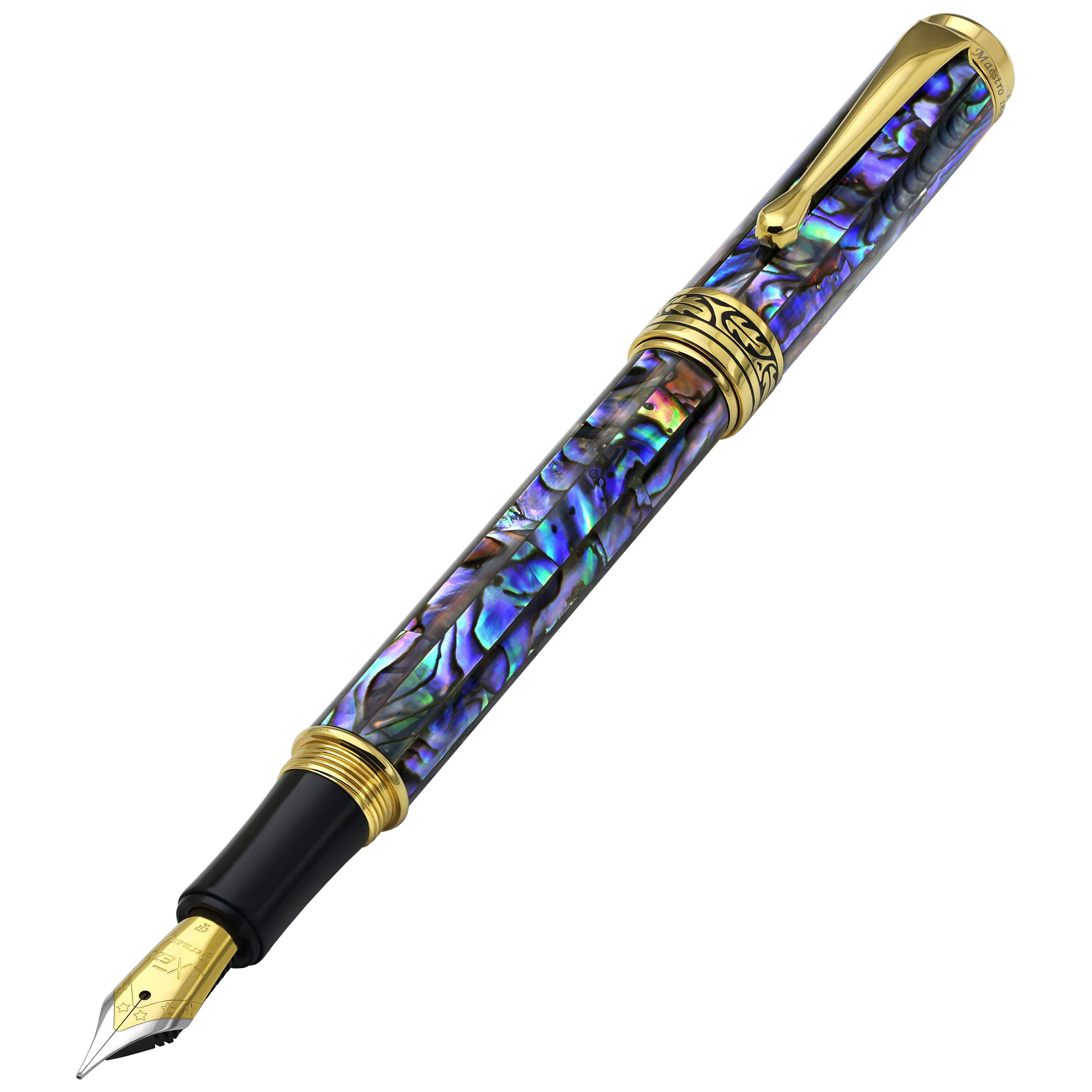 Xezo Xezo Maestro® Paua Abalone Sea Shell Fountain Pen (Fine Nib) - 18K Gold Plated
