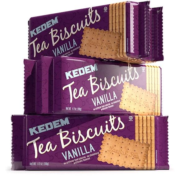 Kedem, Vanilla Tea Biscuits, 4.2oz Bag Pack of 6 Thin & Crisp Vanilla Tea Biscuits, Great Dunking Cookie