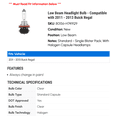 thumbnail image 2 of Low Beam Headlight Bulb - Compatible with 2011 - 2013 Buick Regal 2012, 2 of 2