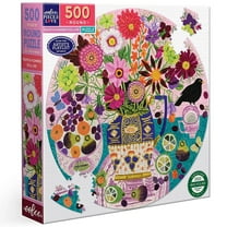 eeBoo Piece & Love: Fruits & Flowers - 500 Piece Puzzle - Adult Round Jigsaw, 23" Diameter, Includes Image Reference Insert, High-Quality Pieces