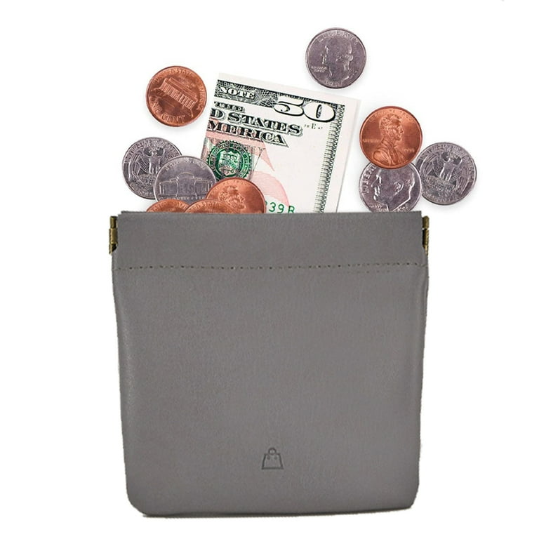 Leather Genuine Leather Squeeze Coin Purse, Coin Pouch Change