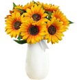 thumbnail image 1 of Sinfonía de girasoles vivos, 10 girasoles de seda de primera calidad de colores brillantes, tallos personalizables para la decoración de tu boda, 1 of 7