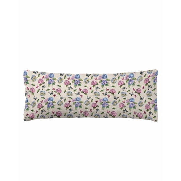 Pink Blue Hydrangea Body Pillow Cover 20 x 60 Inch Decorative Pillow Cover Spring Summer Botanical Flowers Lumbar Pillowcase Seasonal Rectangle Cushion Case for Couch Sofa Bed Living Room