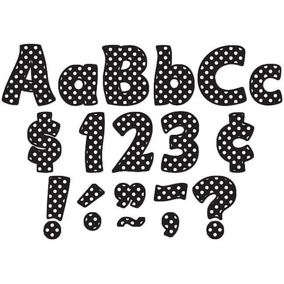 Teacher Created Resources 5346 Black Polka Dots Funtastic 4'' Letters Combo Pack