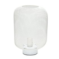 Simple Designs White Metal Mesh Industrial Table Lamp