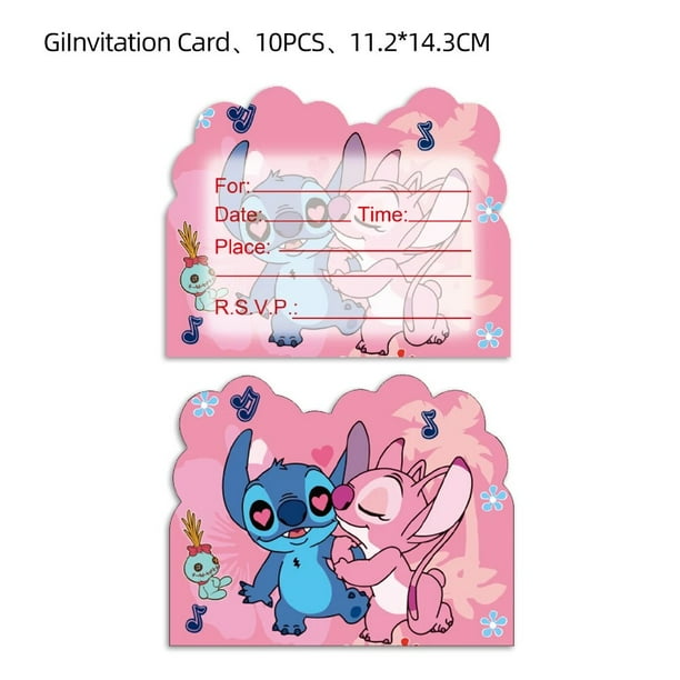 Disney-decoración de fondo para fiesta de cumpleaños de Lilo & Stitch, vasos de papel de Ángel rosa, vajilla, suministros de globos para fiesta